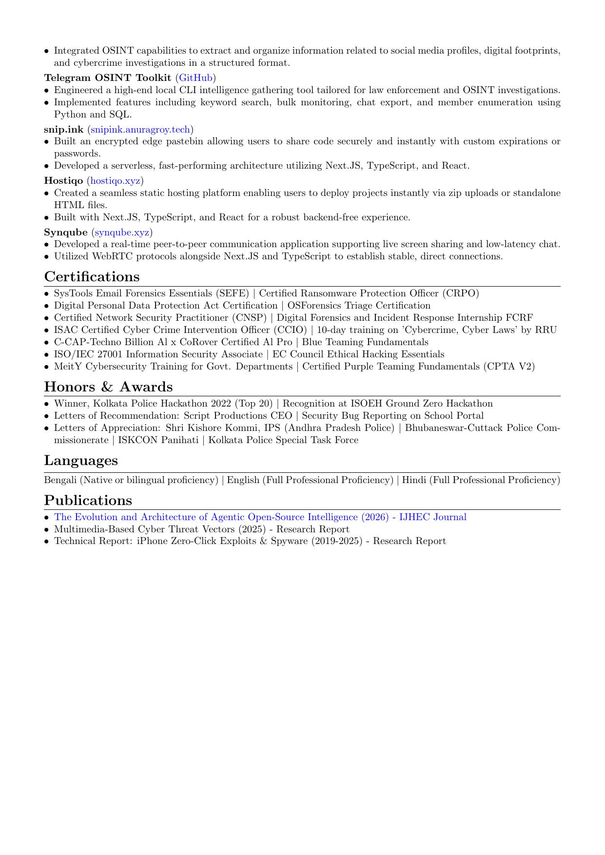 Anurag Roy resume, page 2